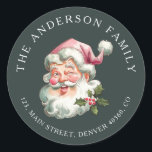 Christmas pink Santa return address label<br><div class="desc">Return address label featuring a smiling Santa with a pink hat.</div>