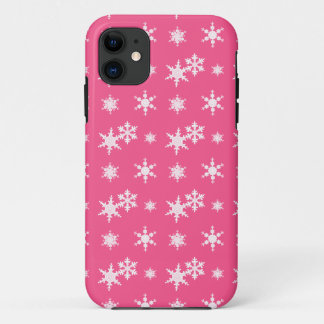 Christmas pink snowflakes pattern iPhone 11 case