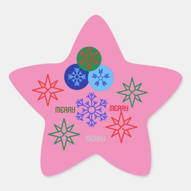 Christmas Pink Star  Sticker (Front)