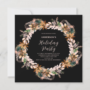 Christmas Pink Wreath Party Invitation