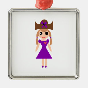 Christmas Pirate Girl Metal Tree Decoration