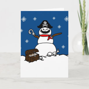 Christmas Pirate Snowman Greeting Card