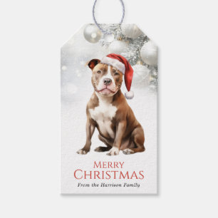 Christmas Pit Bull Dog Gift Tags
