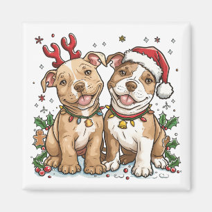 Christmas Pit Bull Dogs Magnet