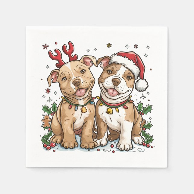 Christmas Pit Bull Dogs Napkin (Front)