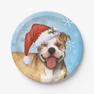 Christmas Pit Bull Paper Plate