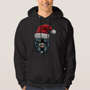 Christmas Pit Bull Puppy Dog In A Santa Hat Hoodie