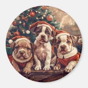 Christmas Pit Bull Puppy Dogs Magnet