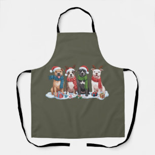 Christmas Pitbull Dog Owner Gift Holiday Xmas Apron