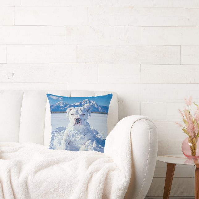 Christmas Pitbull Dog Snowman Cushion (Couch)