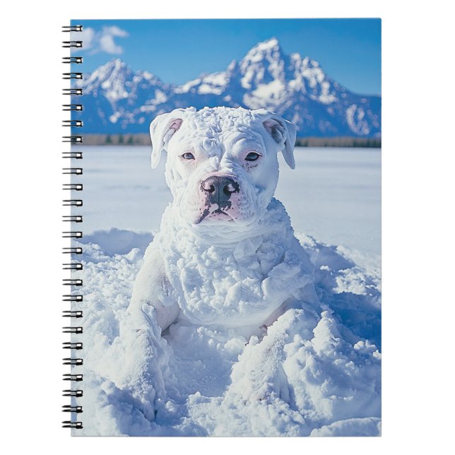 Christmas Pitbull Dog Snowman Notebook (Front)