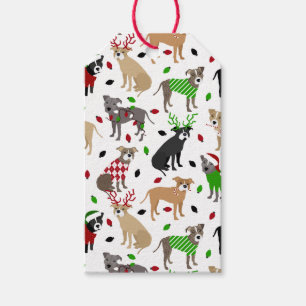 Christmas Pitbull Dogs Gift Tags