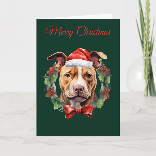 Christmas Pitbull Holiday Card (Front)