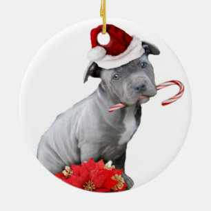 Christmas pitbull puppy ceramic tree decoration