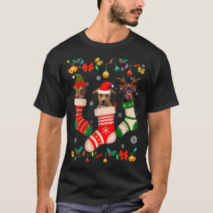 Christmas Pitbull Sock Xmas Reindeer Santa ELF Dog T-Shirt