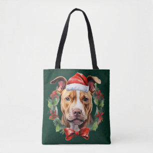 Christmas Pitbull Tote Bag