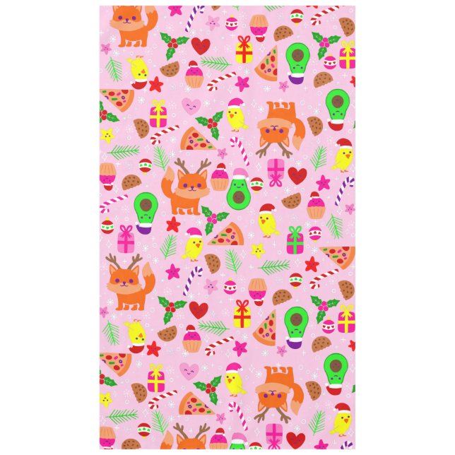 christmas pizza chick bird avocado pink tablecloth (Front)