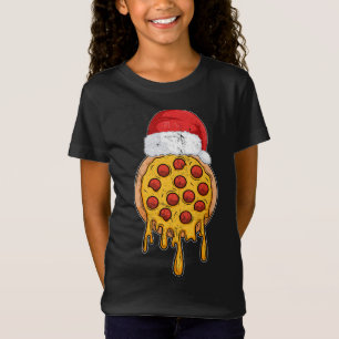 CHRISTMAS Pizza Funny Gifts Xmas Santa Claus Hat T-Shirt