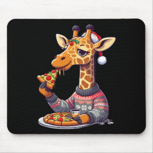 Christmas Pizza Giraffe  Mouse Pad