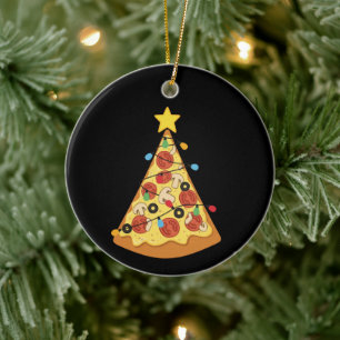 Christmas Pizza Lover Holiday Dinner Xmas Night  Ceramic Tree Decoration