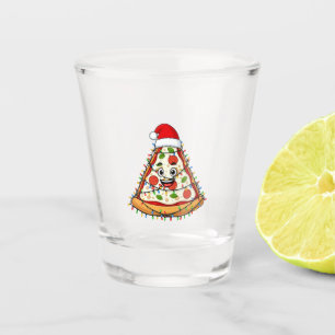 Christmas Pizza Slice with Santa Hat for Foodies Shot Glass