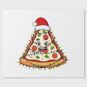 Christmas Pizza Slice with Santa Hat for Foodies Wrapping Paper