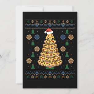 Christmas Pizza Tree Santa Hat Ugly Sweater Xmas Invitation