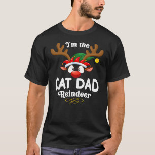 Christmas PJS Cat dad XMas Reindeer Matching T-Shirt