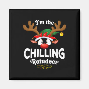 Christmas Pjs Chilling Xmas Reindeer Matching  Magnet
