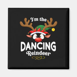 Christmas Pjs Dancing Xmas Reindeer Matching  Magnet