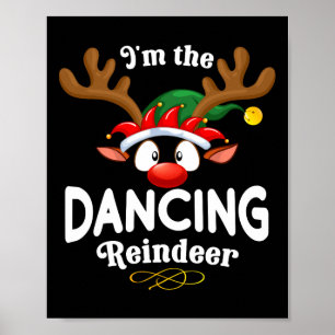 Christmas Pjs Dancing Xmas Reindeer Matching Poster