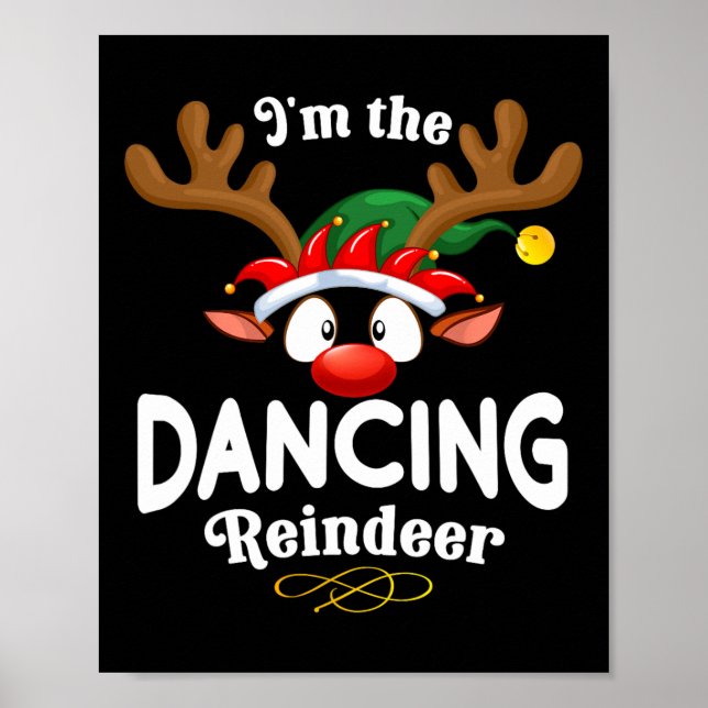 Christmas Pjs Dancing Xmas Reindeer Matching  Poster (Front)