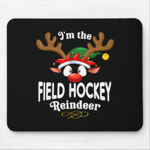 Christmas Pjs Field Hockey Xmas Reindeer Matching Mouse Pad