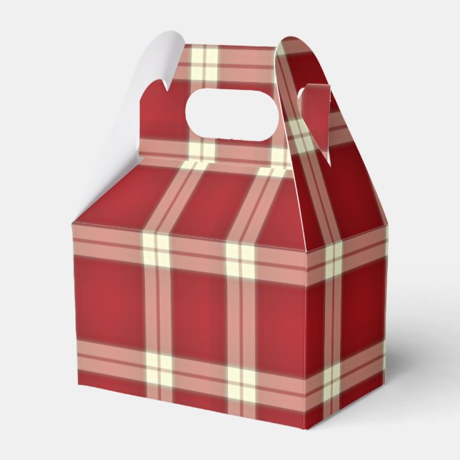 Christmas Plaid 02-PARTY FAVOR BOX, gable Favour Box (Front Side)