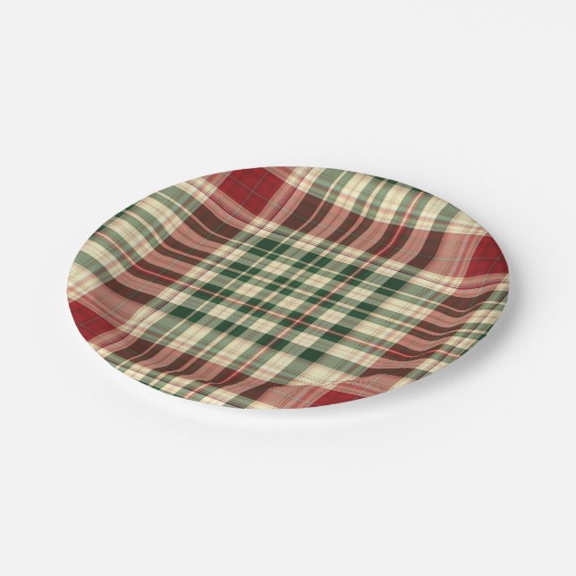 Christmas Plaid 14-PAPER PLATES (Angled)