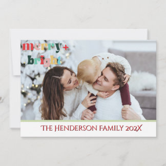 Christmas Plaid 1 Photo Christmas Merry & Bright Holiday Card