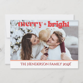 Christmas Plaid 1 Photo Christmas Merry & Bright Holiday Card