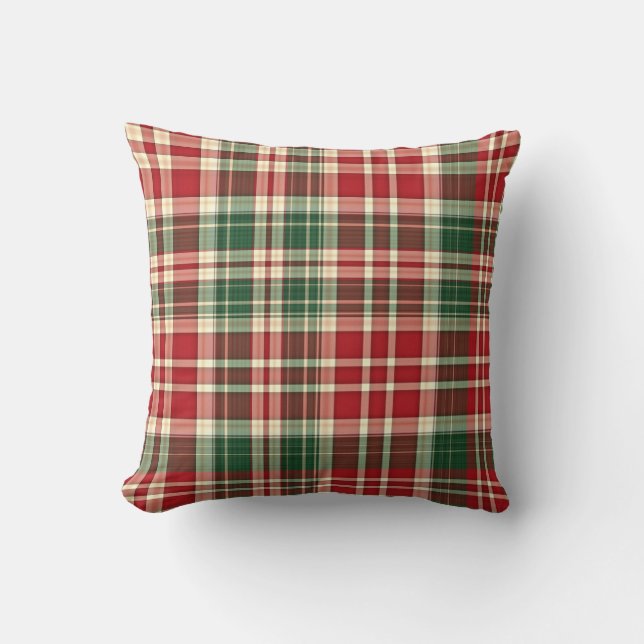 Christmas Plaid-1-Sq Throw Pillow (Front)
