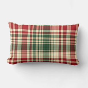 Christmas Plaid-6-Lumbar Throw Pillow