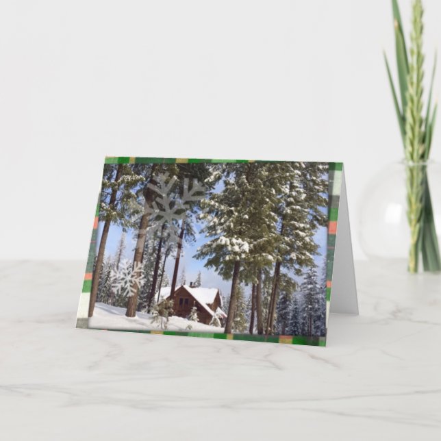 Christmas Plaid at the Cabin Note Card (Front)