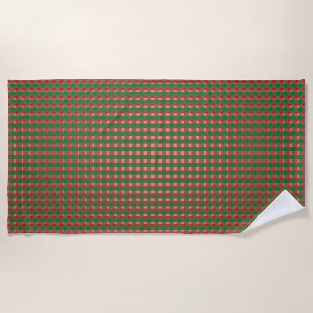 Christmas Plaid Beach Towel (Front)