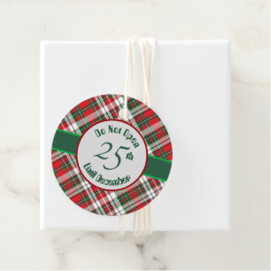 Christmas Plaid Bright with Do Not Open Favour Tags