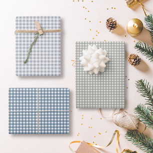 Christmas plaid buffalo check gingham pastel wrapping paper sheet