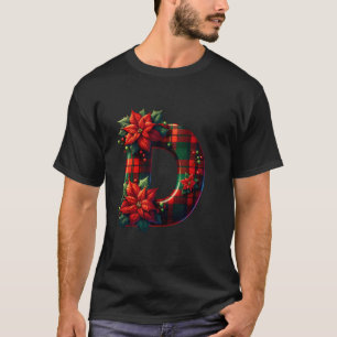 Christmas Plaid Capital Letter D Alphabet Monogram T-Shirt