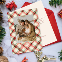 Christmas Plaid Card With Photo