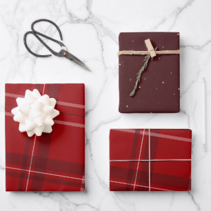 Christmas plaid classic red holiday wrapping paper sheet