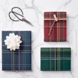 Christmas plaid coordinating red navy green wrapping paper sheet<br><div class="desc">A bold modern take on a classic holiday plaid makes this wrapping paper set perfect way for both traditional and unconventional gift givers. The classic navy blue, red and green plaids complement each other and also coordinate with the Lea Delaveris Design Merry & Bright Plaid holiday collection of cards, gifts...</div>