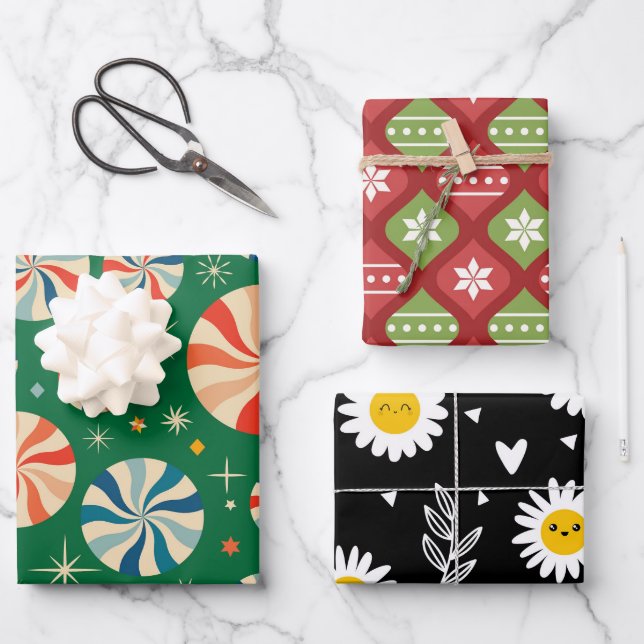 Christmas plaid coordinating wrapping paper sheet (Front)