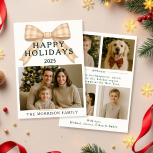Christmas Plaid Coquette Photo Holiday Flat Card