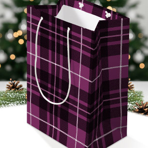 Christmas Plaid Dark Pink Classic Holiday Tartan Medium Gift Bag